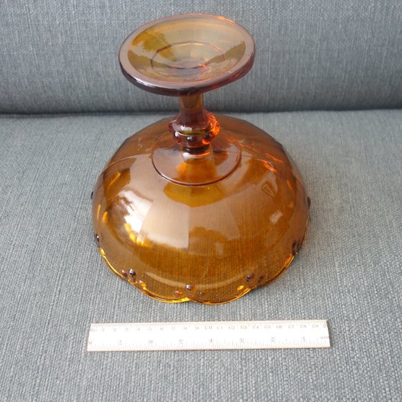 Vintage Amber Pedestal Glass Bowl - Picture 6 of 11